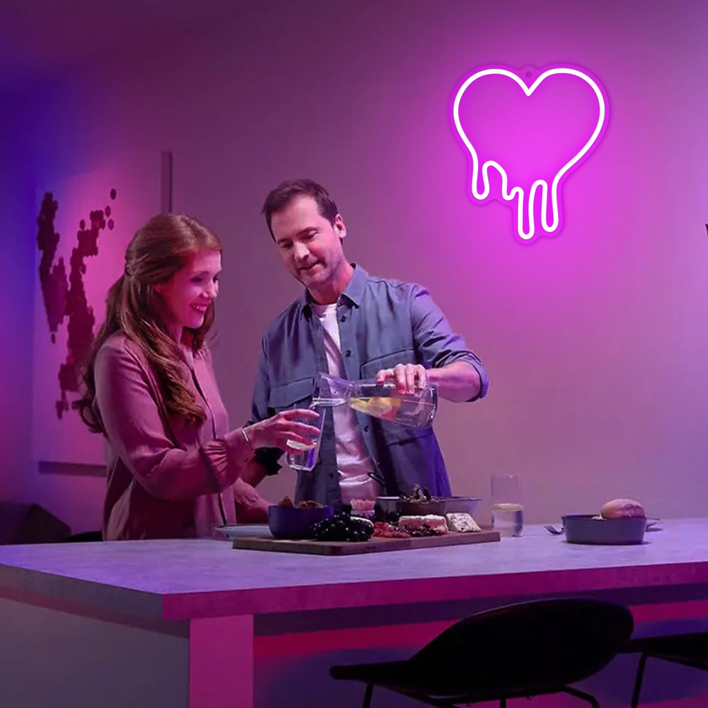 Heart Pink Neon Sign, Attivolife Acrylic LED Light with Dimmable USB Powered, Romantic Love Hanging Wall Table Art Home Bedroom Decor for Girl Woman Wedding Party Dorm Valentine's Day Birthday Gifts
