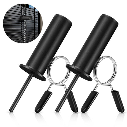 Lasnten 2 Pcs Weight Stack Pin Extender Gym Pin with Spring Clip Collar for 2 Inch Weight Plate Cable Strength Exercise Machine Gym Training Home Fitness Equipment (Black)