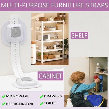 NestGuard No Drill Furniture Anchor, Adjustable Strap, 4 Pack