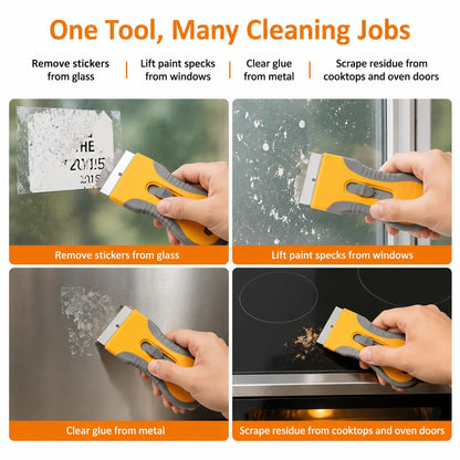 Razor Blade Scraper Set, 2 Safety-Lock Handles + 20 Steel Blades