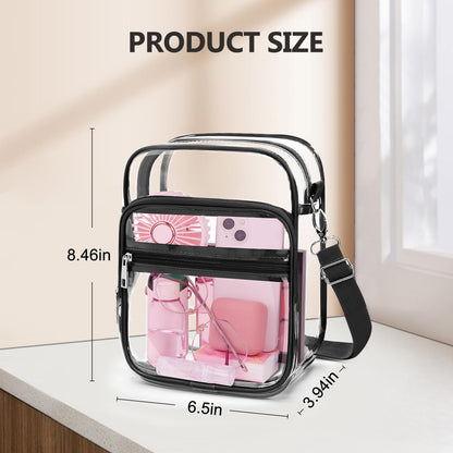 Blvornl Clear Crossbody Bag with Adjustable Shoulder Strap, Stadium Approved PVC Purse Bag, Messenger Bag