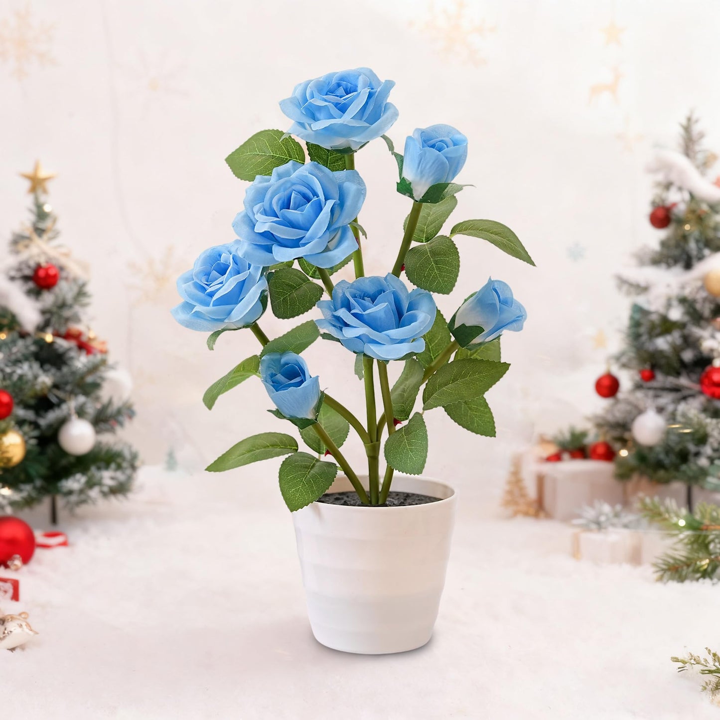 hibeauti Artificial Blue Rose Flower Lamp LED Lights, Flower Table Lamp for Bedroom Bar Coffee Shop Wedding Valentines Mothers Day Birthday Christmas - Unique Gifts for Women Her Girlfriend Wife Mom
