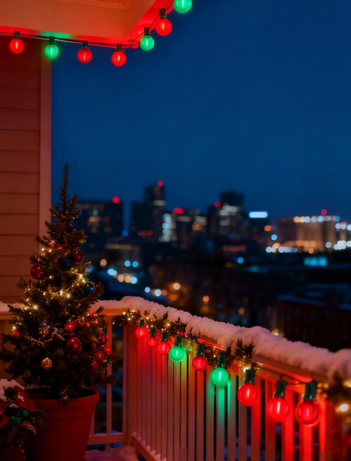 50Ft G40 Frosted Red and Green Christmas Lights, G40 Globe Patio String Light with 27 LED Bulbs(2 Spare), Hanging Christmas Tree Lights for Indoor Outdoor Holiday Party Backyard Christmas Decoration