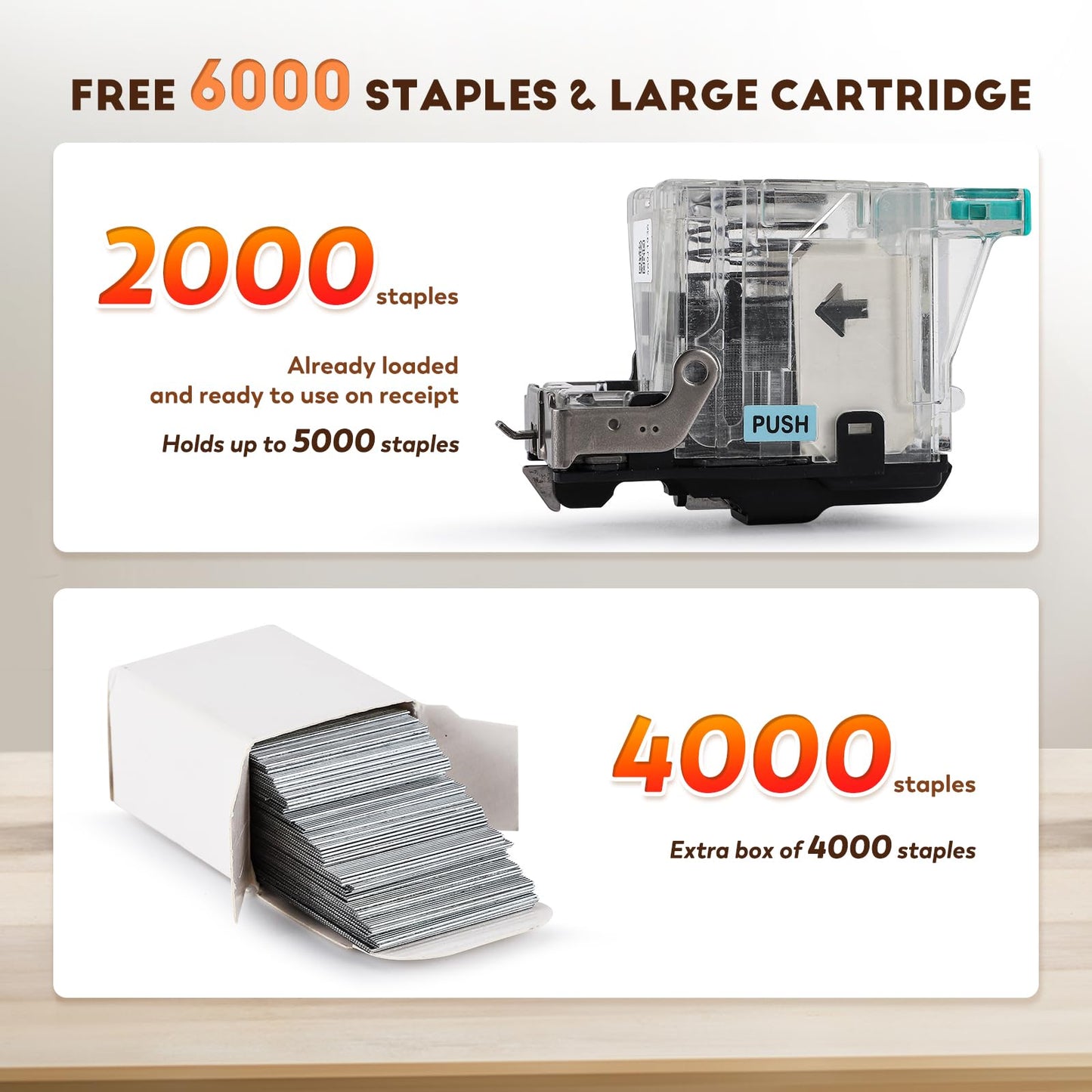 CGOLDENWALL Automatic Heavy Duty Electric Stapler, 70-75 Sheets Capacity, with 6000 Staples, Flat Clinch Jam Free, Speed & Margin Adjustable, 5000 Staples Large Cartridge