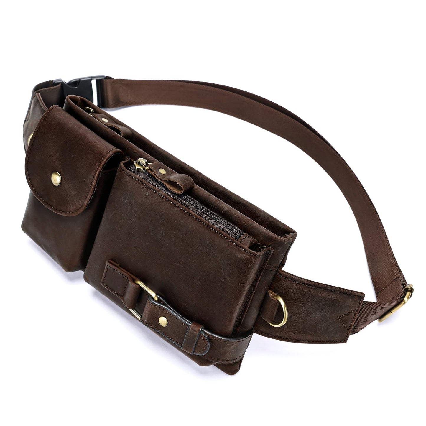 NIUCUNZH Genuine Leather Fanny Pack for Men Small Belt Bag Women Slim Waist Purses Sling Crossbody Bags for Running Hiking Travel