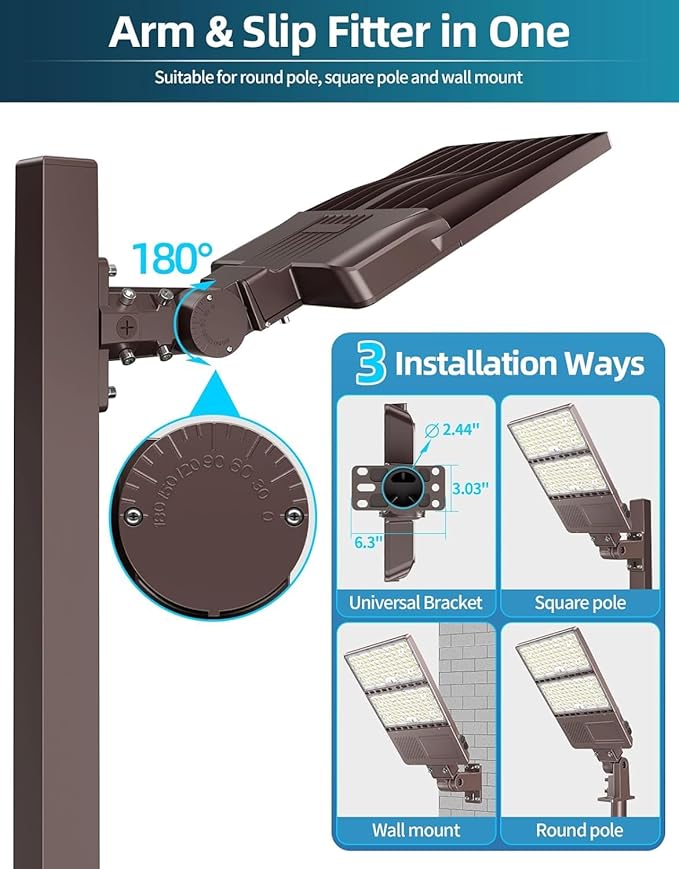 4PCS LED Parking Lot Lights 320W 250W 200W, LED Shoebox Light 5700K 5000K 4500K Arm&Slip Fitter Mount, DLC Listed Outdoor Pole Light with Photocell, IP65 Commercial Street Area Flood Lighting 100-277V