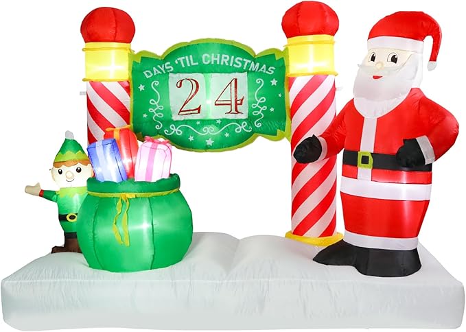 Vigdur 7FT Christmas Inflatable Sign – Lighted Advent Calendar Blow Up with Detachable Letters, Outdoor Santa Christmas Decorations for Yard, Lawn, Garden, Holiday Party & Home Décor