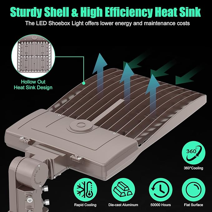 BBESTLED 400W LED Parking Lot Light 56,000 LM, DLC UL Listed Industrial Parking Lot Flood Lights, IP65 Waterproof 5000K 100-277VAC Street Area Stadium Lights Outdoor LED Pole Light w/Slip Fitter