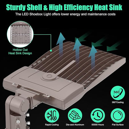 BBESTLED 400W LED Parking Lot Light 56,000 LM, DLC UL Listed Industrial Parking Lot Flood Lights, IP65 Waterproof 5000K 100-277VAC Street Area Stadium Lights Outdoor LED Pole Light w/Slip Fitter