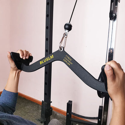 BLUSLM LAT Pull Down Bar for Cable Machine, LAT Pulldown Attachments T-bar V-bar Cable Attachment for Gym, Back Tricep Strength Training Handle