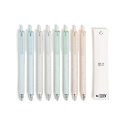 U Brands U-Eco Gel Click Pens with Refills, Set of 8, Core Speckle, Medium (0.7 mm) Point, Black Ink