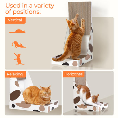 ComSaf Cat Scratcher L Shape, 25" Cat Scratching Post for Indoor Cats Adults with Cat Scratch Box and Cat Sratching Board, Vertical Wall Cat Scratch Pad Bed