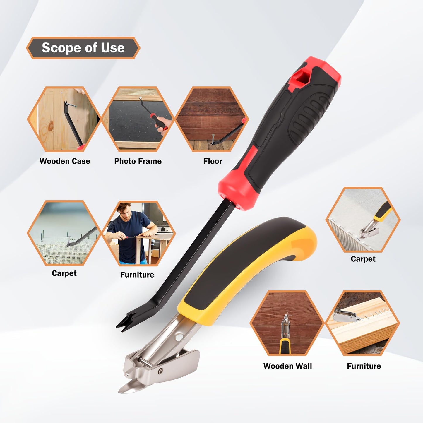 Upholstery Staple Remover Heavy Duty Staple Remover Tool for Floor,Carpet,Wood,Construction,Furniture,Also Used in A Variety of Nailed Picture Frames and Wooden Boxes (M-2P)