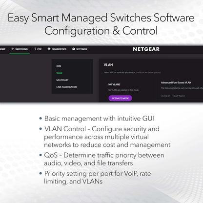 NETGEAR 8 Port PoE Gigabit Ethernet Easy Smart Managed Essentials Switch (GS308EPP) - with 8 x PoE+ @ 123W, Desktop or Wall Mount