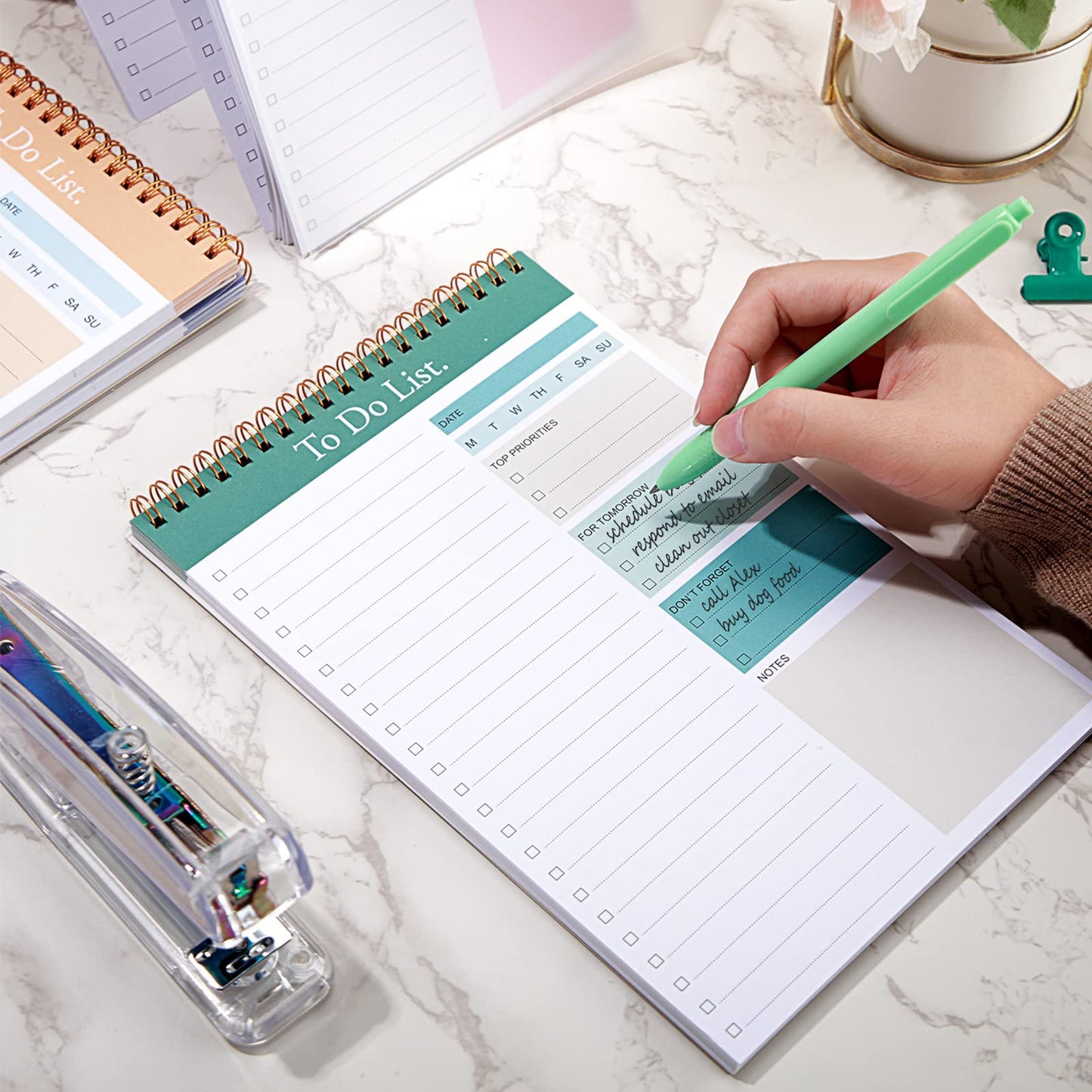 Thenshop 6 Pack To Do List Notepad Daily to Do List Notepad 6.5 x 9.8 Inches Notebook Undated 52 Sheets Paper Planner Daily for Work Planning Pad for School Office Student