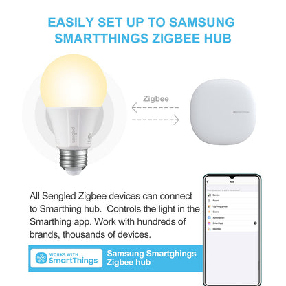 Sengled Smart Light Bulbs, Zigbee Hub Required, Works with Alexa and SmartThings, Voice Control with Google Home and Echo with built-in Hub, Soft White 60W Equivalent A19 Dimmable Smart Bulbs, 4-Pack