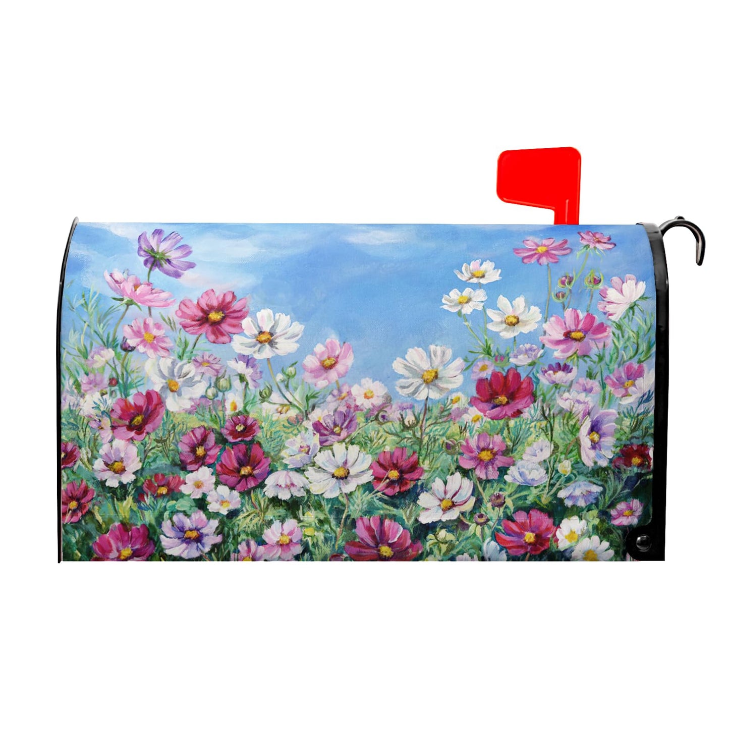Spring Summer Flowers Welcome Mailbox Cover Magnetic Large Size 25.5"x21" Wildflowers Mailbox Wraps Waterproof Summer Floral Post Box Cover Decorative for Garden Home Yard Outside