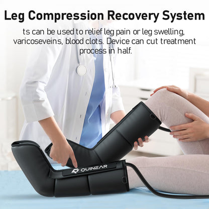 QUINEAR Leg Recovery System for Athletes, Air Compression Recovery Boots Massager for Circulation and Pain Relief - 9 Intensities 60-140 mmHg - FSA-HSA Eligible