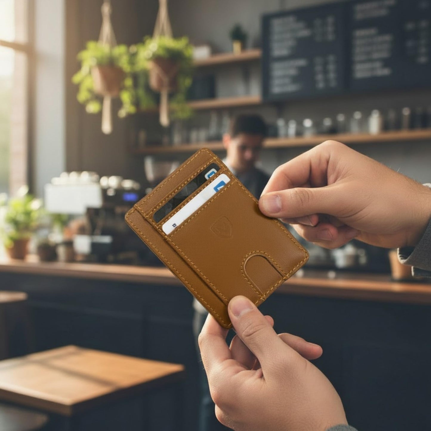 Mordano Leather Wallet Card Holder | RFID Blocking Protection Slim Minimalist Wallet For Men And Women | Front Pocket Thin Credit Card Holder | Genuine Leather Small Wallet (Brown)