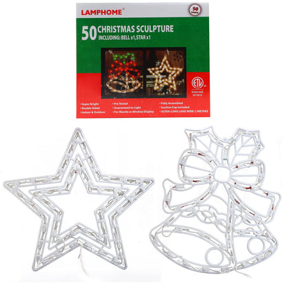 Xmasnova 2 Pack Christmas Window Lighted Decorations,Christmas Window Silhouette Lights,Double Side Sign Lamp Decoration for Holiday Indoor Wall Door Glass Decor,Beel，Star