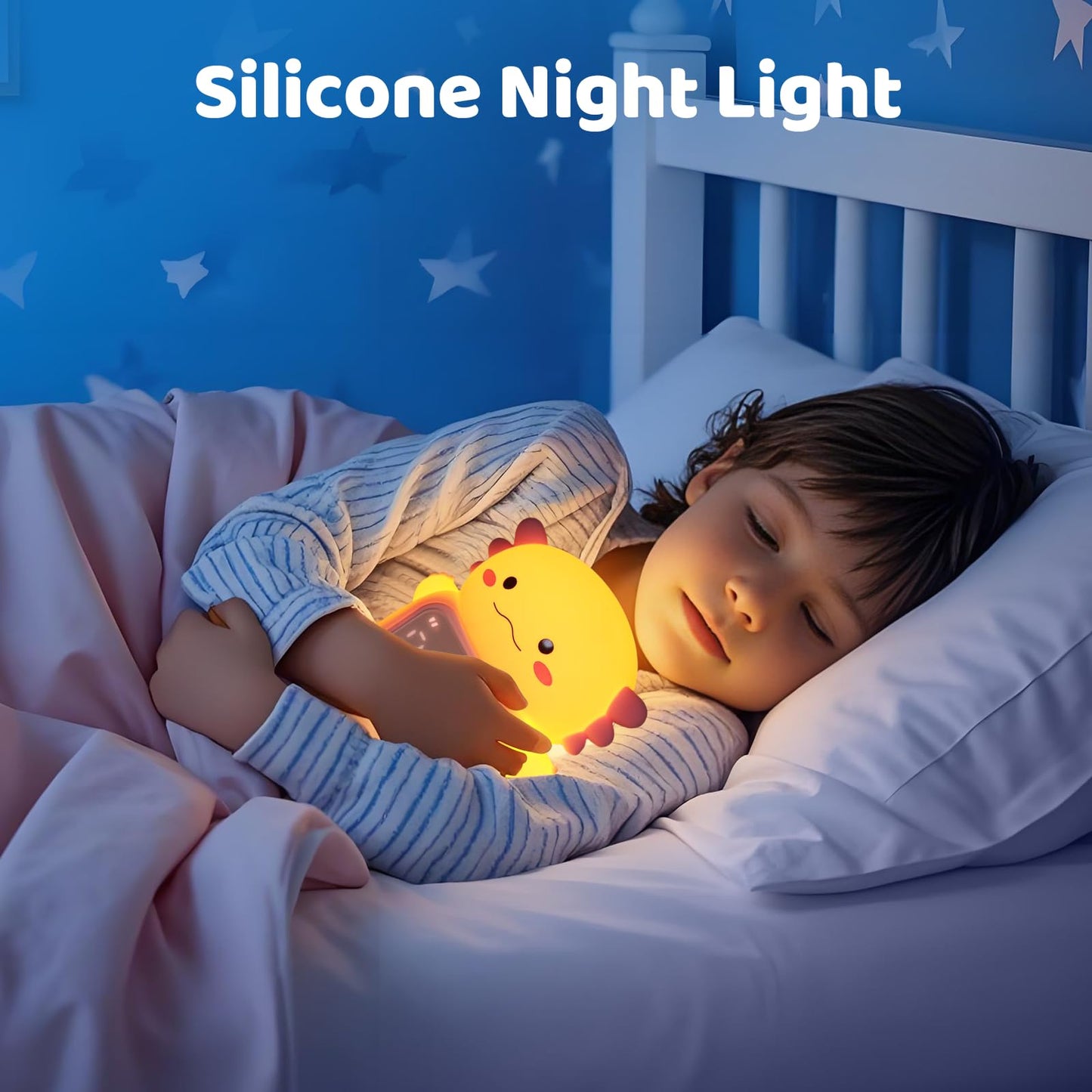 Aokpsrt Axolotl Alarm Clock with Night Light for Kids, Rechargeable Silicone Lamp Time to Wake Clock，Cute Animal Tabletop Lamp, Perfect Sleep Companion for Boys Girls