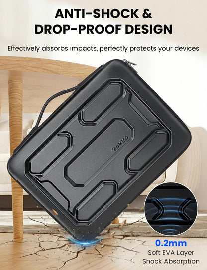 DOMISO Laptop Hard Case 17-17.3 inch Waterproof Shockproof Hard Shell Laptop Sleeve with Handle & Storage Pocket, Compatible with MacBook, HP, Dell, Black