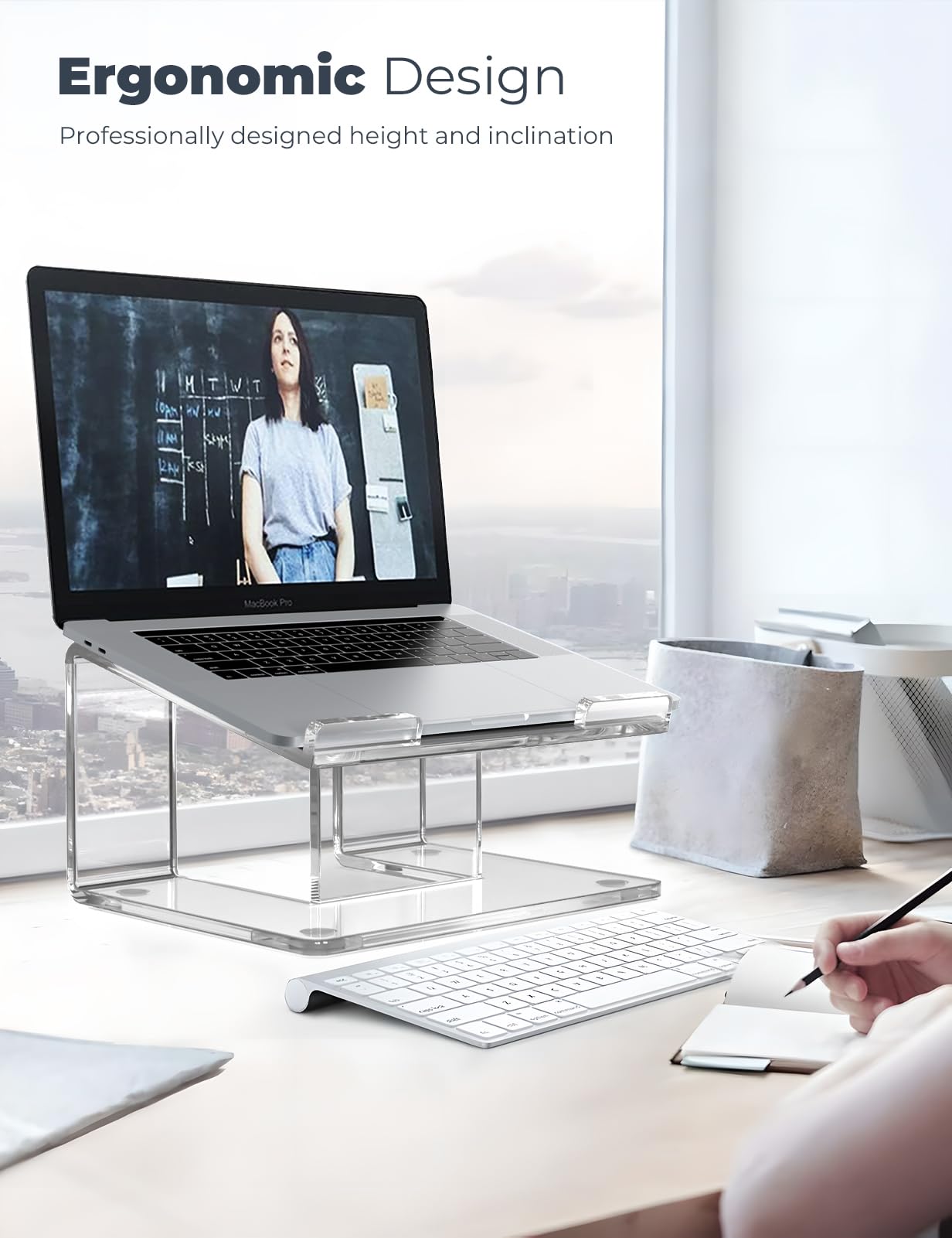 FUCDTEFC Acrylic Laptop Stand for Desk, Laptop Riser for 10-17.3 Inch Laptops, Ergonomic Computer Stand Holder Compatible with Macbooks and Notebooks