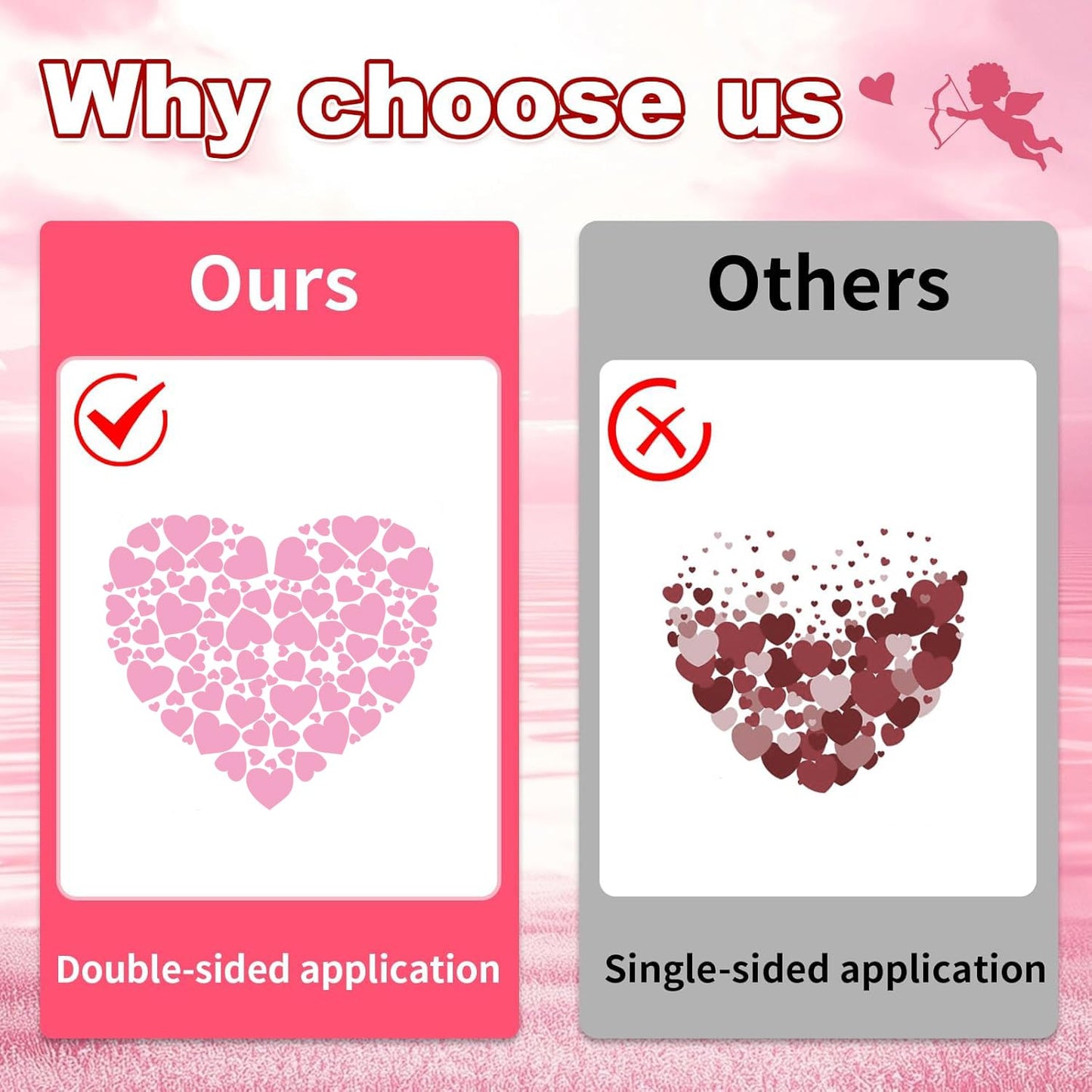 Valentines Day Window Clings,Large Red Pink Heart Window Decals, Valentine's Decorations for Kids Home School Office Classroom Party