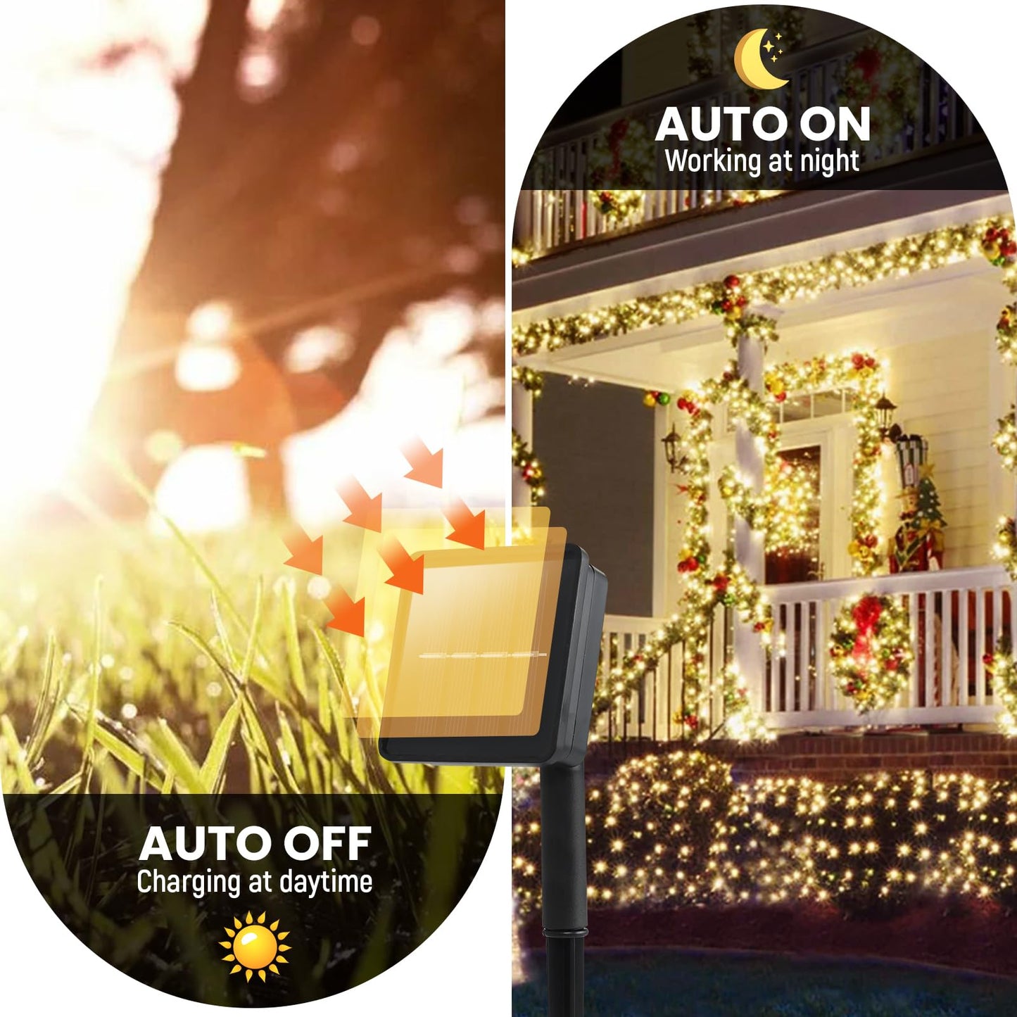 Solar String Lights for Outside, 2 Pack 200 Led Solar Christmas Lights Outdoor Waterproof 82ft Solar Fairy Lights 8 Lighting Mode Solar String Lights Idea for Garden,Courtyards,Trees(Warm White)