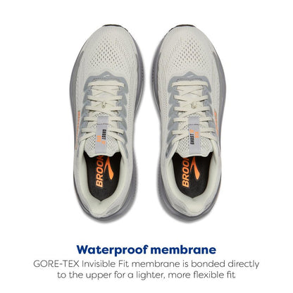 Brooks Men’s Ghost 17 GTX Waterproof Supportive Running & Walking Shoe - Smoke/Primer Grey/Orange - 9.5 Medium