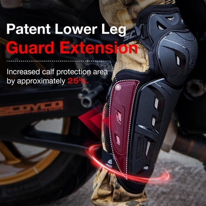 Scoyco Motorcycle Knee Pads for Men - CE Level 1 Motocross Knee and Elbow Guards Protective Gear Armor with 45°-180° Knee Flexibility Design Adjustable Elastic Band