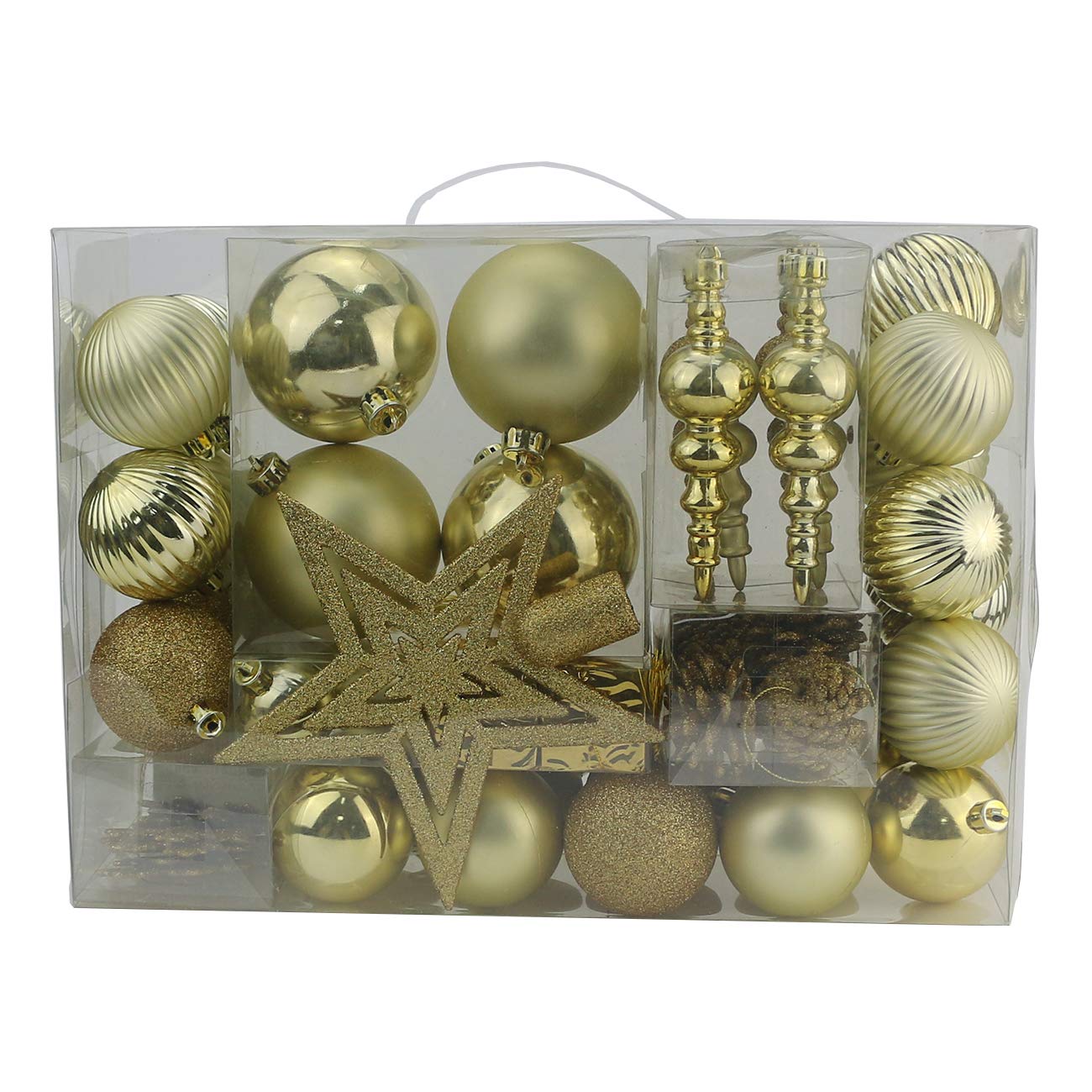 Sunnyglade 60ct Gold Christmas Tree Ball Ornaments Set Shatterproof Christmas Bling-Bling Hanging Decoration with Hand-held Gift Package for Xmas Tree Holiday Wedding Party (Gold)
