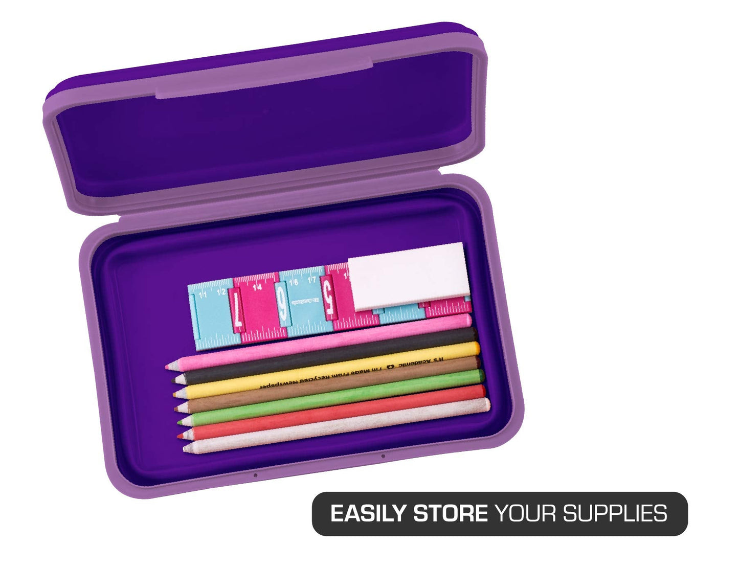 It's Academic Flexi Storage Box, Folding, Collapsible and Adjustable for Pencils, Supplies, and More, Purple (23135)