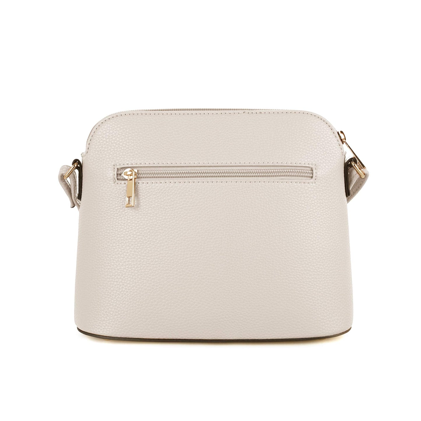 SG SUGU Lunar Lightweight Medium Dome Crossbody Bag Shoulder Bag with Double Tassels | Zipper Pocket | Adjustable Strap|White/Taupe