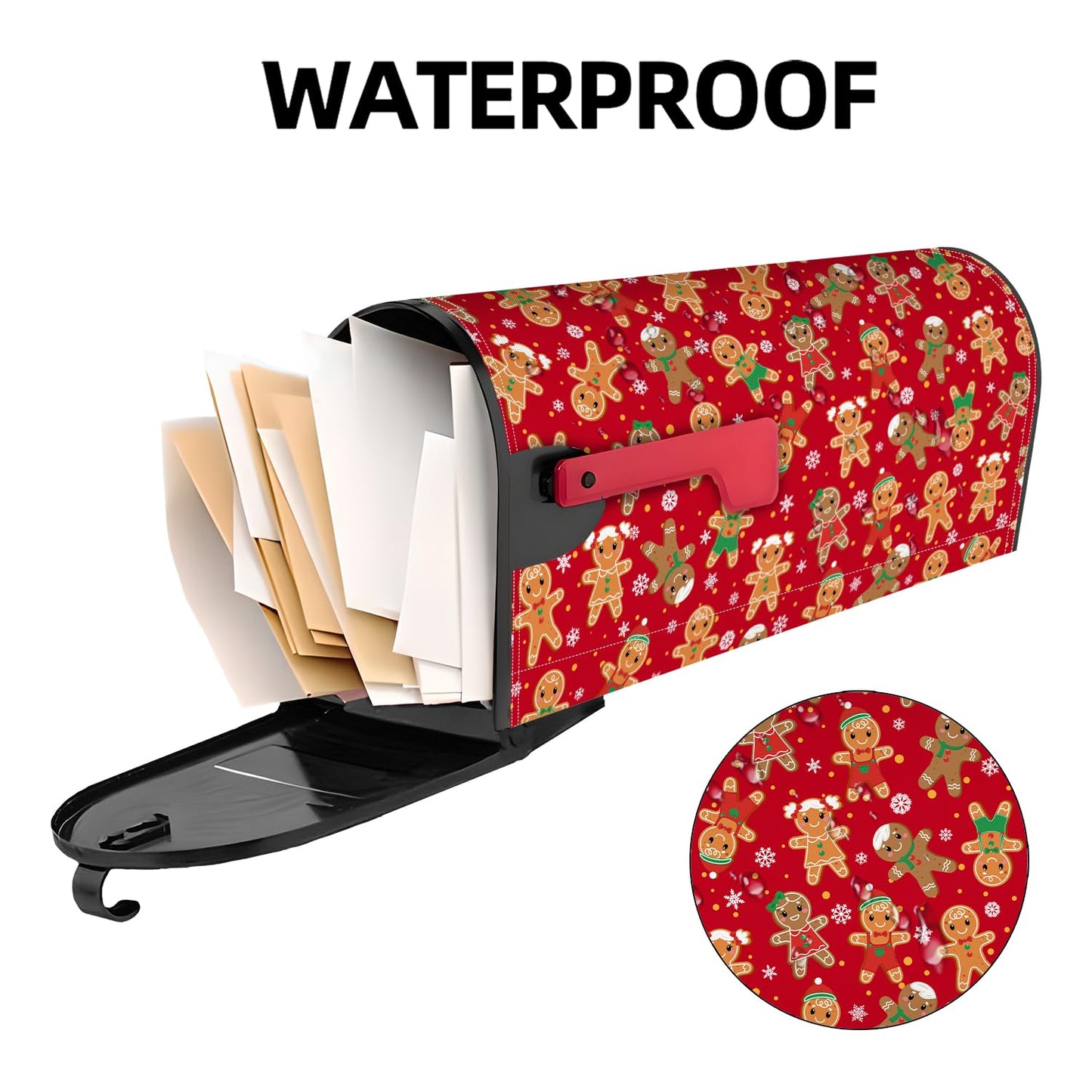 Merry Christmas Mailbox Cover Magnetic Christmas Gingerbread Mailbox Covers Winter Xmas Holiday Post Letter Box Cover for Garden Yard Decor 21x18 Inch