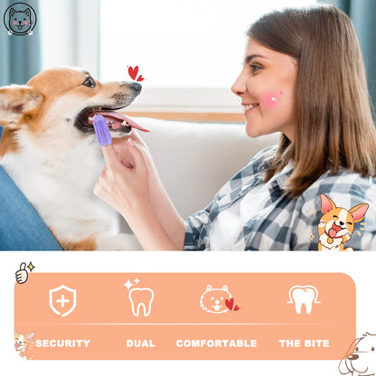 YUEYUEJIA Dog Toothbrush Finger Toothbrush Dogs Tooth Brushing Kit 4Pack Dogs Finger Toothbrushes for Dog Teeth Cleaning& Dental Care Doges Tooth Brush Pet Toothbrush