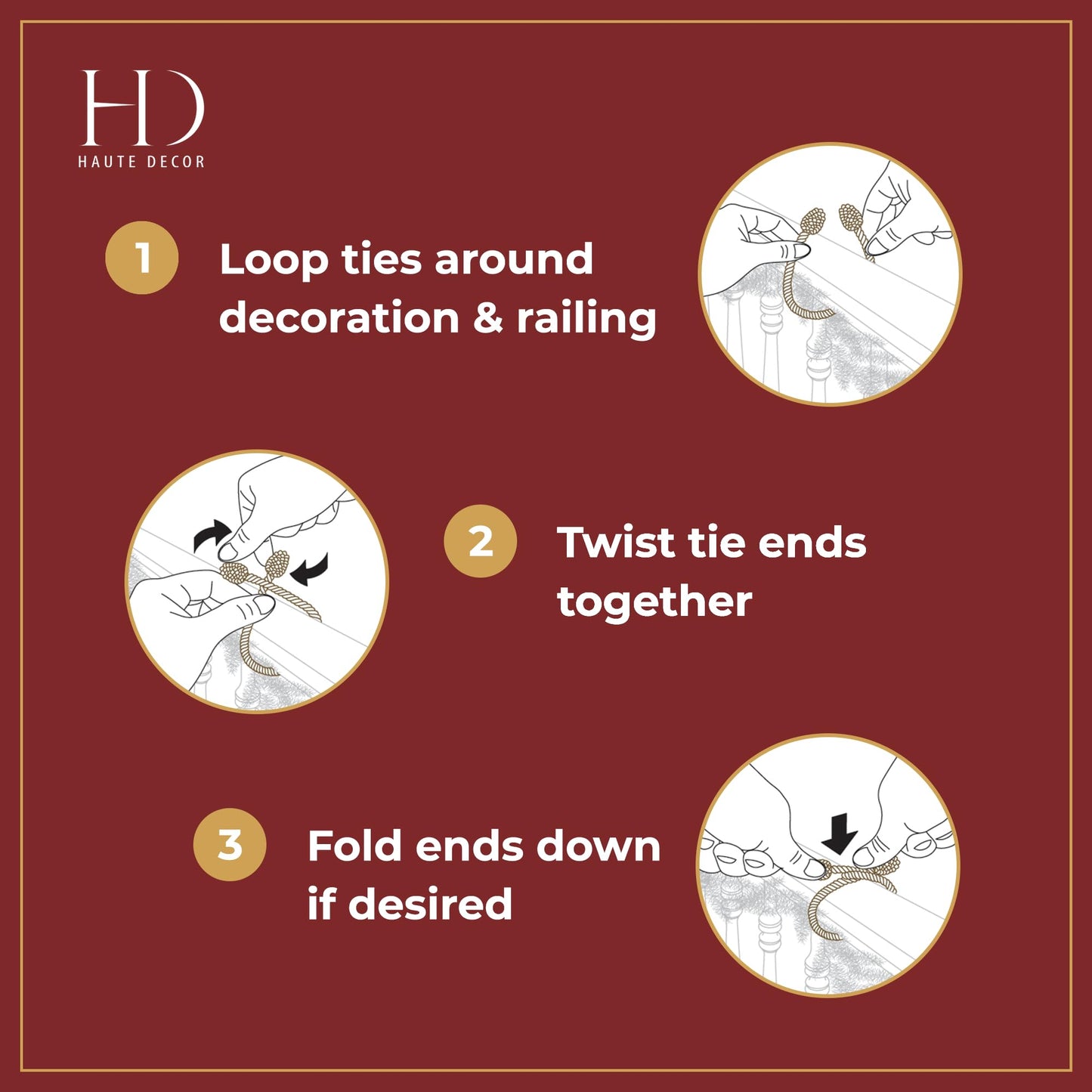Haute Decor Decorative Twist Ties, 6 Pack, 16 inches (Brown) - Hang Garland, Lights and More