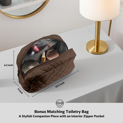 STOVER Women’s Convertible Garment Duffel Bag for Travel – 2-in-1 Carry-On Weekender/Overnight Tote - Wrinkle-Free Dresses, Suits & Clothes + Shoe Compartment & Bonus Toiletry Bag (Mocha Brown)