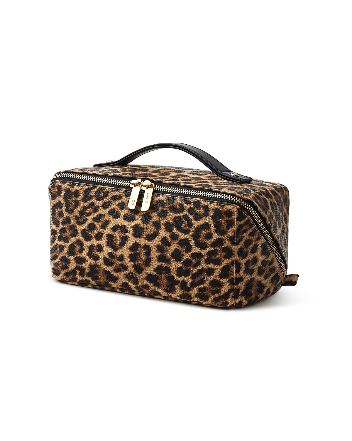 EACHY Travel Makeup Bag for Women, Large Leopard Print Cosmetic Bag with Upgraded Sturdy Zippers, Waterproof Leather Toiletry Organizer Pouch for Skincare Accessories