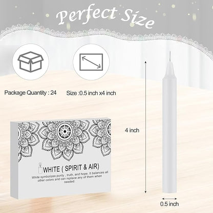 Tobeape Spell Chime Candles 24 pcs White Candles, 4" Tall Unscented Mini Taper Candle for Christmas, Witchcraft, Wiccan Altar, Magic Tool, Ritual, Prayer, Meditation, Wedding Party Decoration, Shabbat