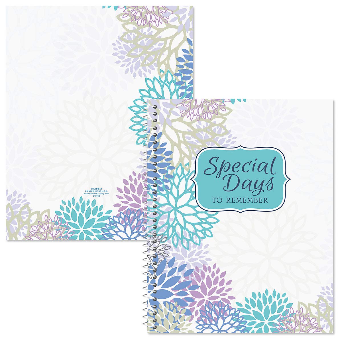 Current Cool Floral Greeting Card Organizer Book with 14 Pockets - Birthday & Anniversary Reminder Book - Softcover 8" x 10" Spiral-Bound, 6 Address Pages, 2 Gift Information Pages