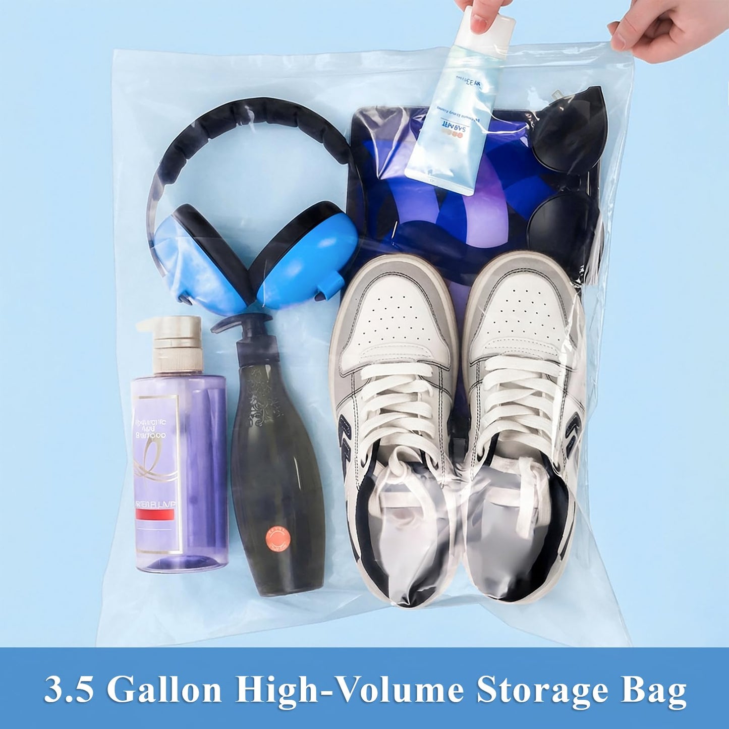 Elsjoy 80 Count 16" x 18" Reclosable Plastic Bags, 3.5 Gallon Large Resealable Clear Plastic Bag for Storage, Heavy-Duty Zip Storage Bags for Clothes, Travel, Food