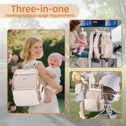 vosmles Stylish Baby Diaper Bag, Baby Bag with Changing Pad, Pacifier Case& Stroller Straps, Large Diaper Backpack Boy Girl, Water Resistant Travel Diaper Backpack for Mom Dad