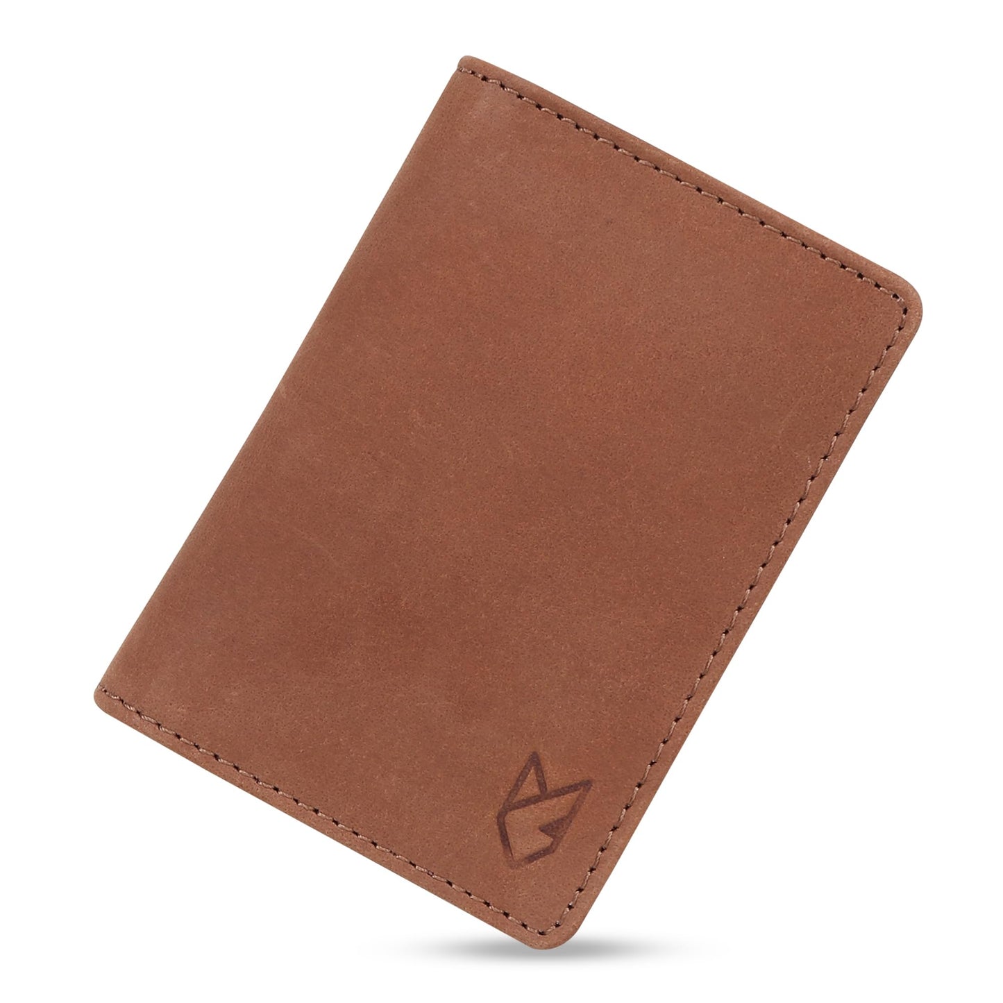 FOXHACKLE Full Grain Leather Credit Card Holder For Men and Women, Small RFID Blocking Bifold Wallet (With ID Slot, Hunter Tan)