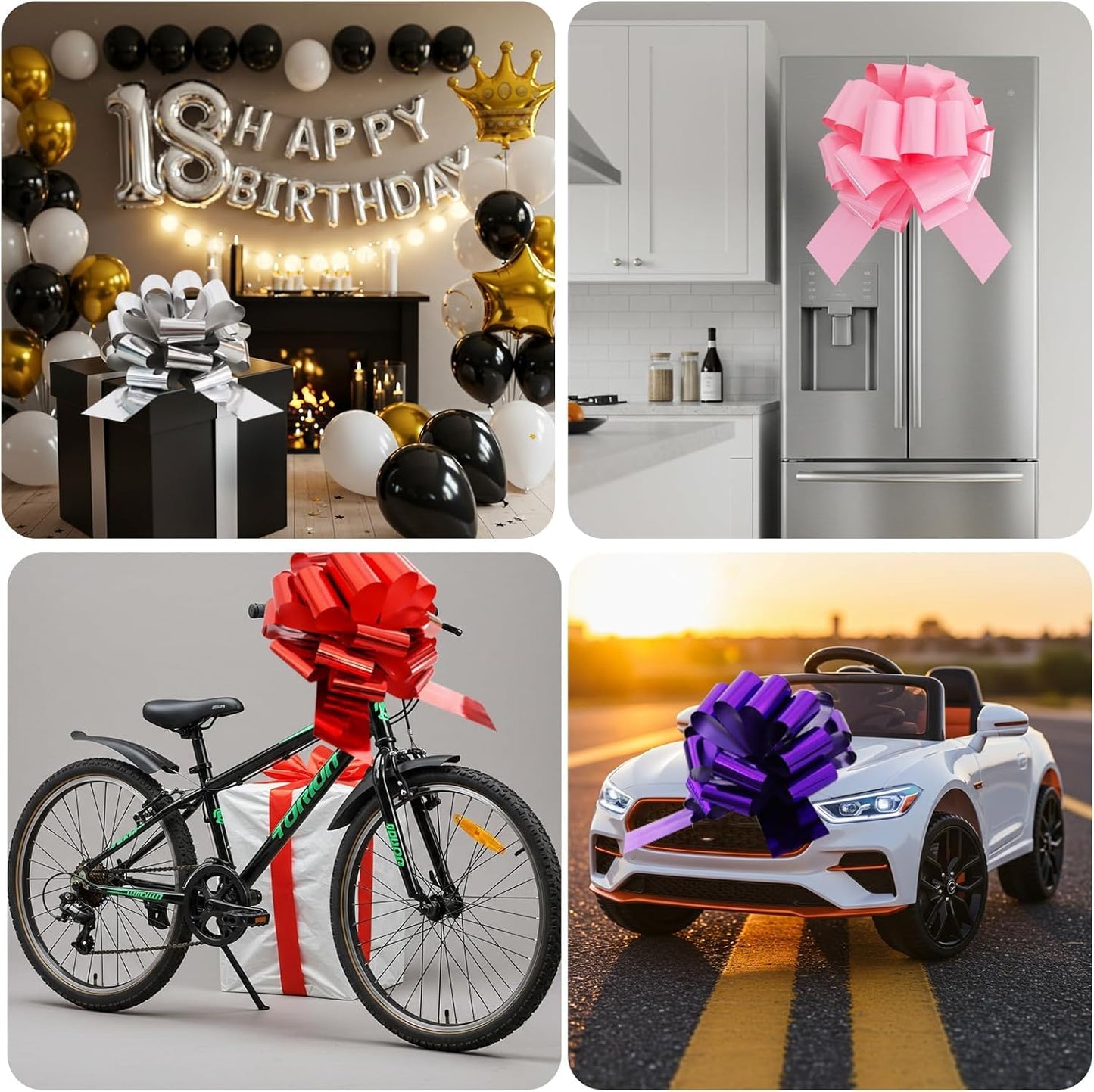 TONIFUL 12 Inch Red Large Pull Bow Giant Big Valentine Bow for Gift Wrapping, Car, Bikes, Big Toys, Applicants, Front Door Decor, Large Gift Wrap, Christmas Tree & Outdoor Decoration
