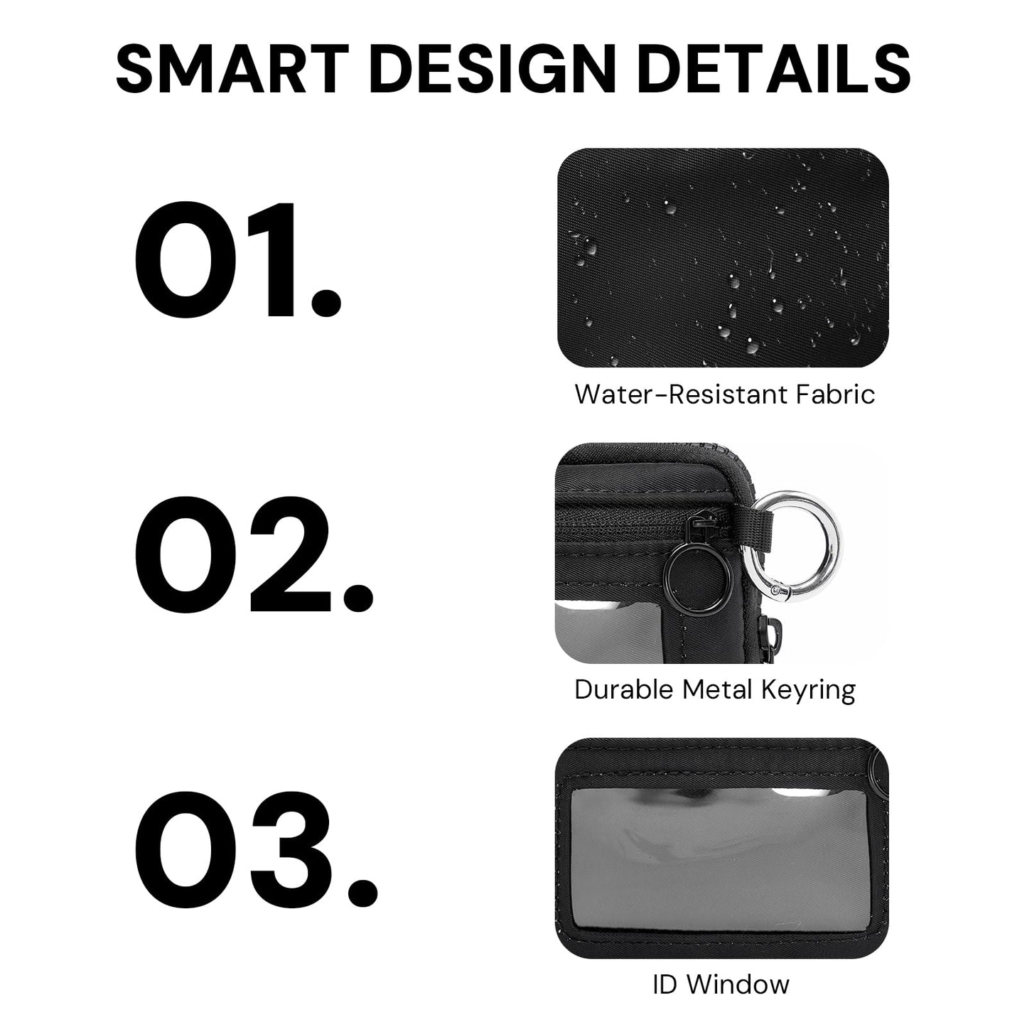 YDF The Iris Wallet for Women Mini Zip Card Case with Clear ID Window Zipper Coin Purse Lightweight Portable Keychain Wallet