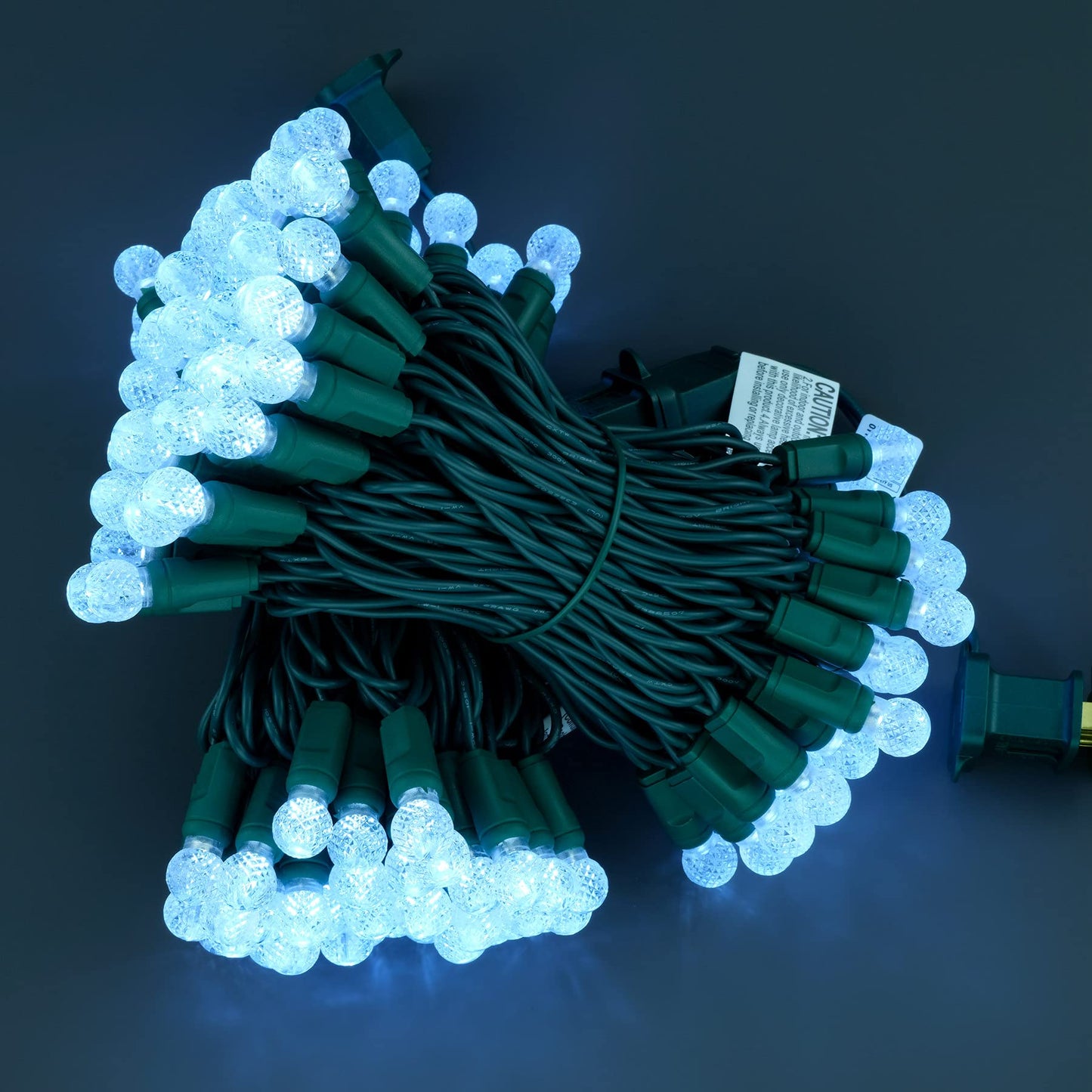 YULETIME Cool White One-Piece G12 Raspberry Christmas Lights 140 Count 48 Feet, 2 Sets 70 LED 24 ft High Waterproof UL Certified String Light (Cool White)