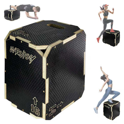 3 in 1 Non-Slip Wooden Plyometric Jump Box Adjustable Box Jumps for Home Gym Step-Ups Training