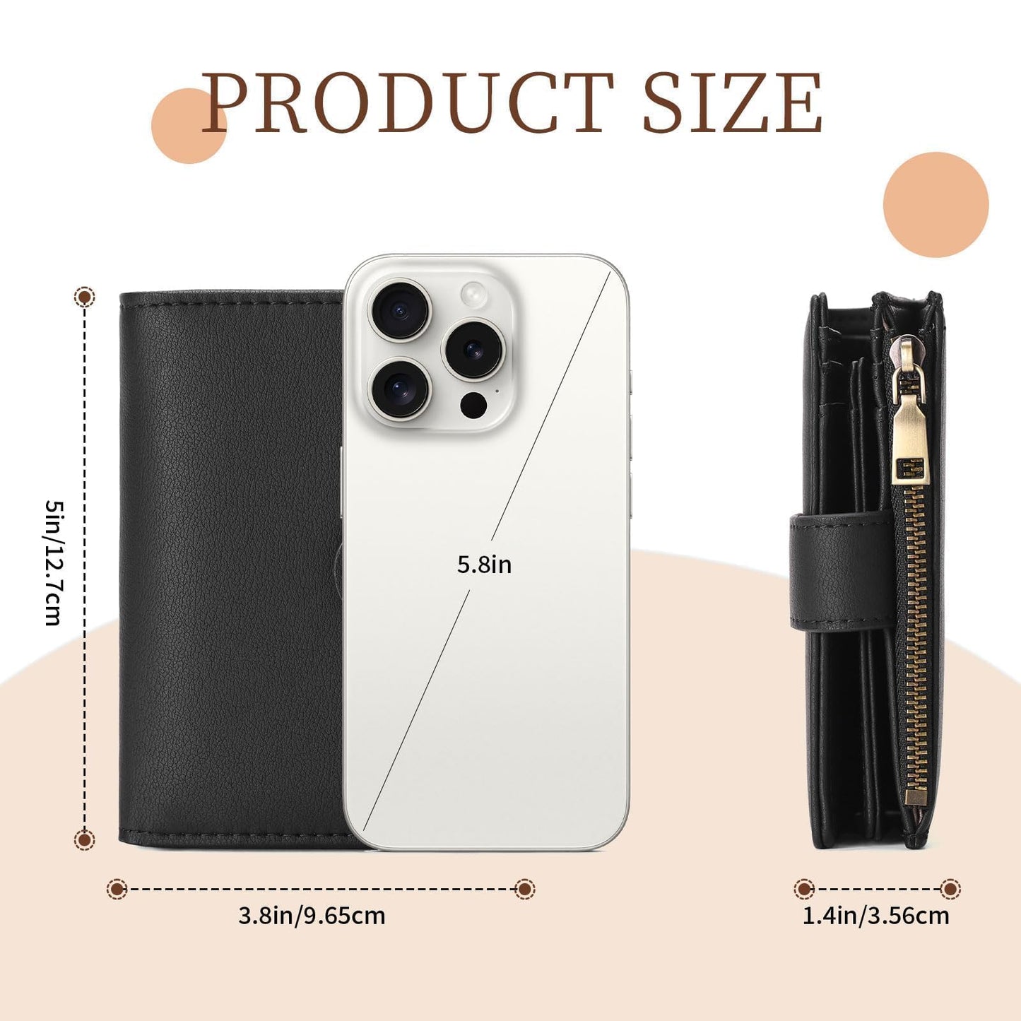 GAEKEAO Small Wallet Women Vegan Leather RFID Blocking Bifold Ladies Compact Card Holder with Zipper Pocket & ID Window