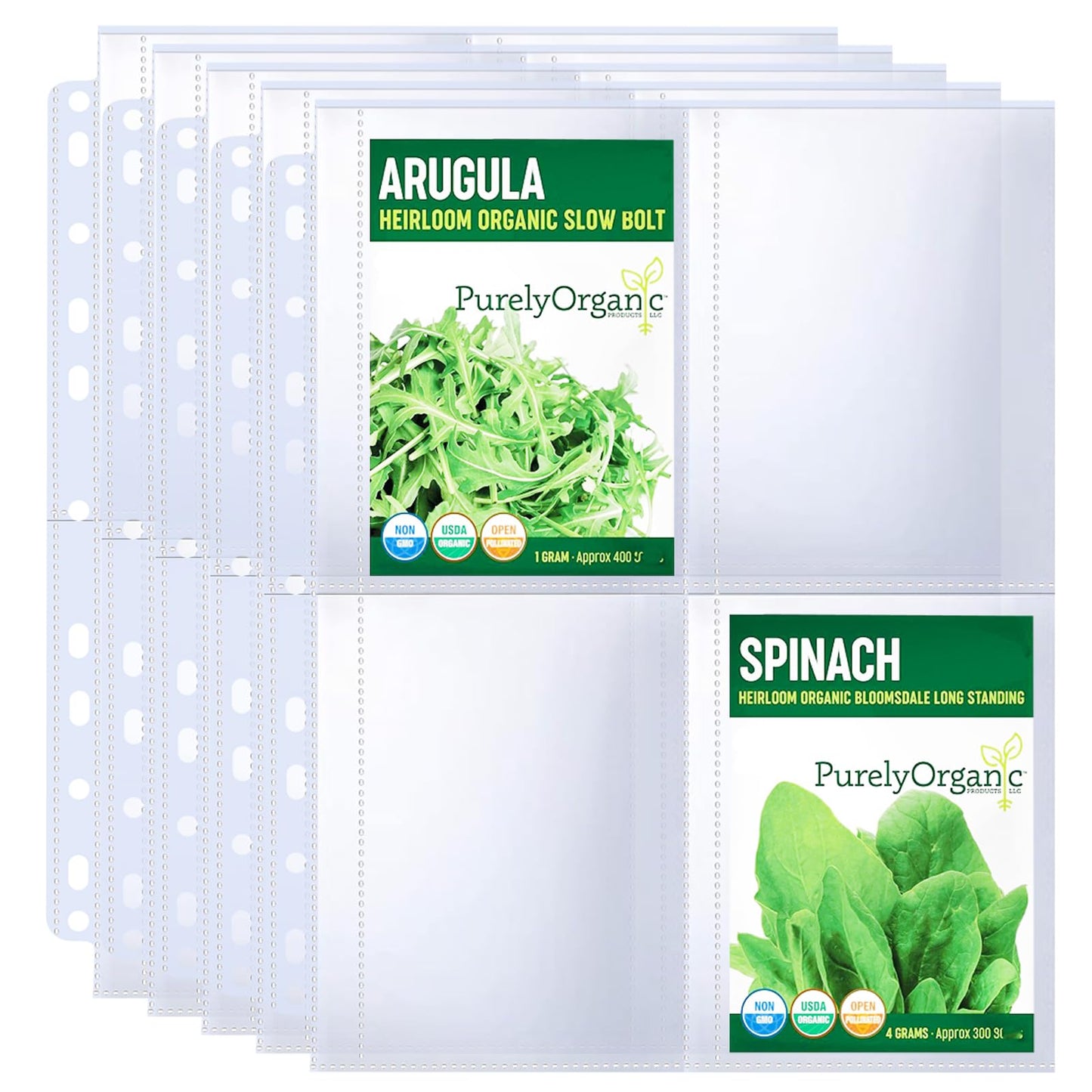 60 Pack 240 Pockets Seed Packet Sleeves, Garden Seed Storage Organizer Pages for 3 Ring Binder, Slot Size 3.5"x 5", Sleeves for Seed Protector Holder Container, Postcards Photos Cards